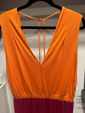 Vintage Stem Orange and Magenta Maxi Dress